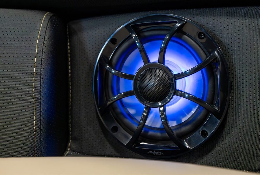 Berkshire pontoon Wet Sounds speaker detail